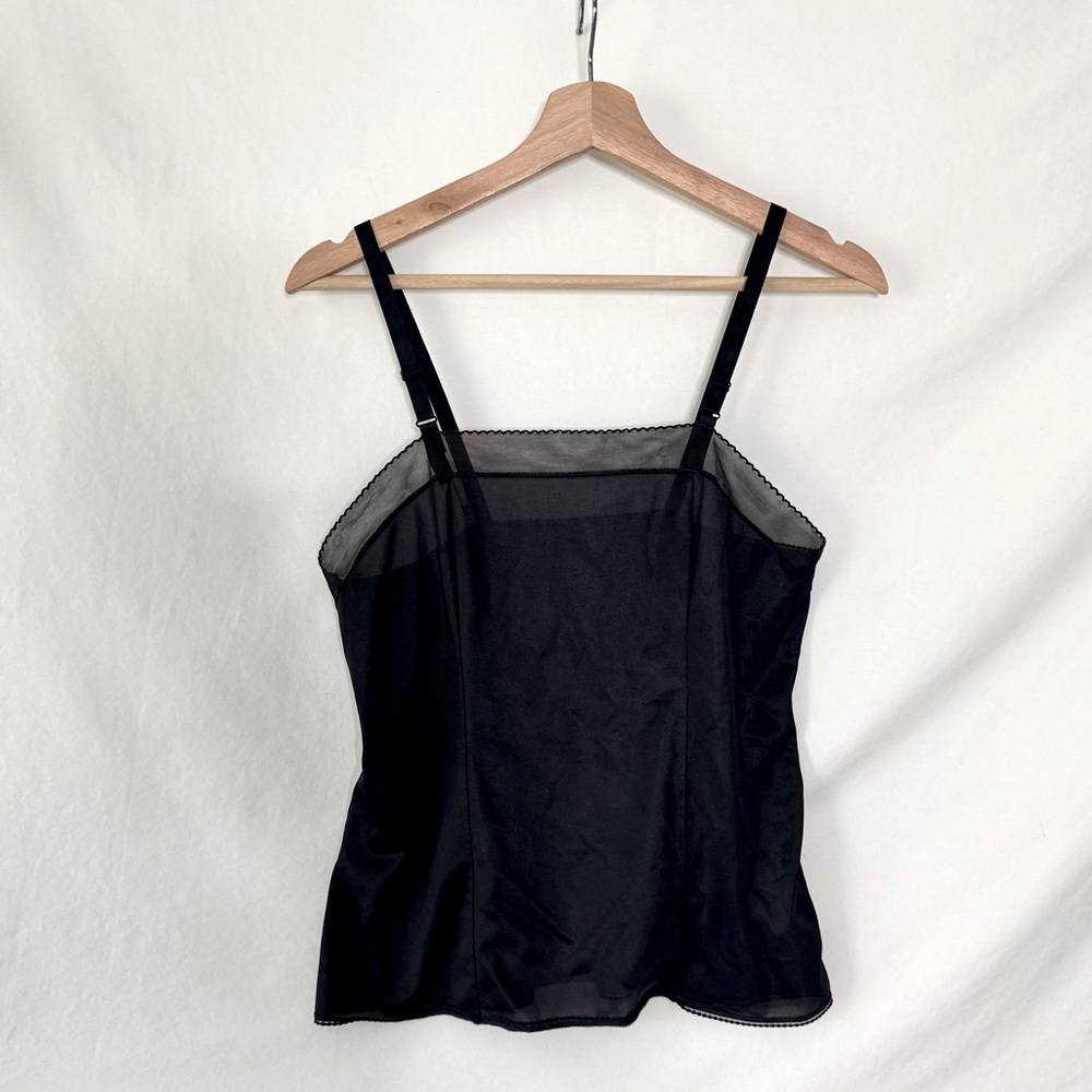 2/$20 Vintage 80s Sliperfection Black Semi Sheer Camisole Top